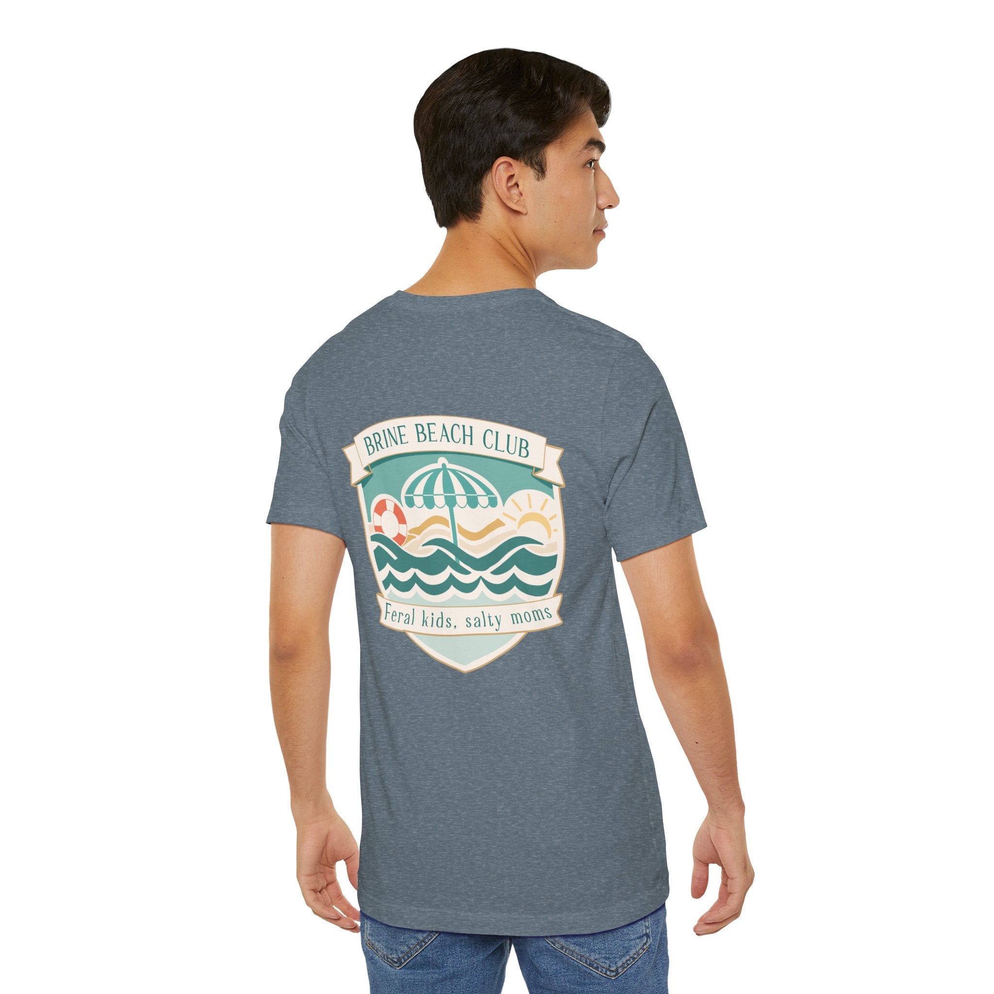 Brine Beach Club T‑Shirt — "Brine Beach Club: Feral Kids, Salty Moms" Retro Graphic Tee