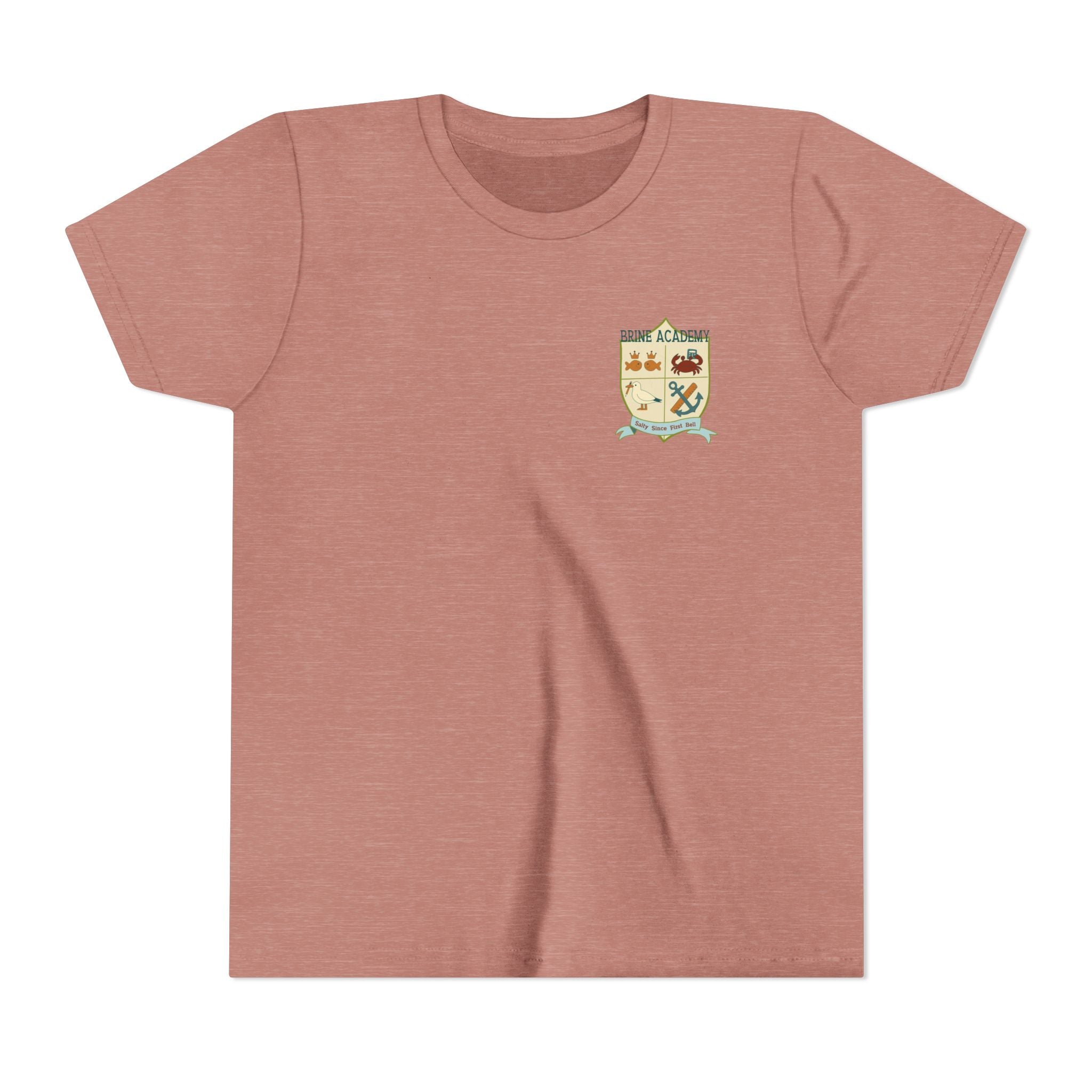 Youth Tee — "Salty Since First Bell" Brine Academy Crest School Spirit Shirt