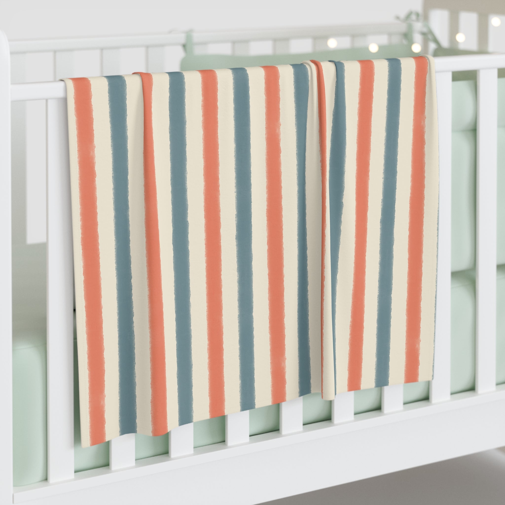 Vintage Watercolor Stripe Baby Swaddle Blanket — Playroom Newborn Gift