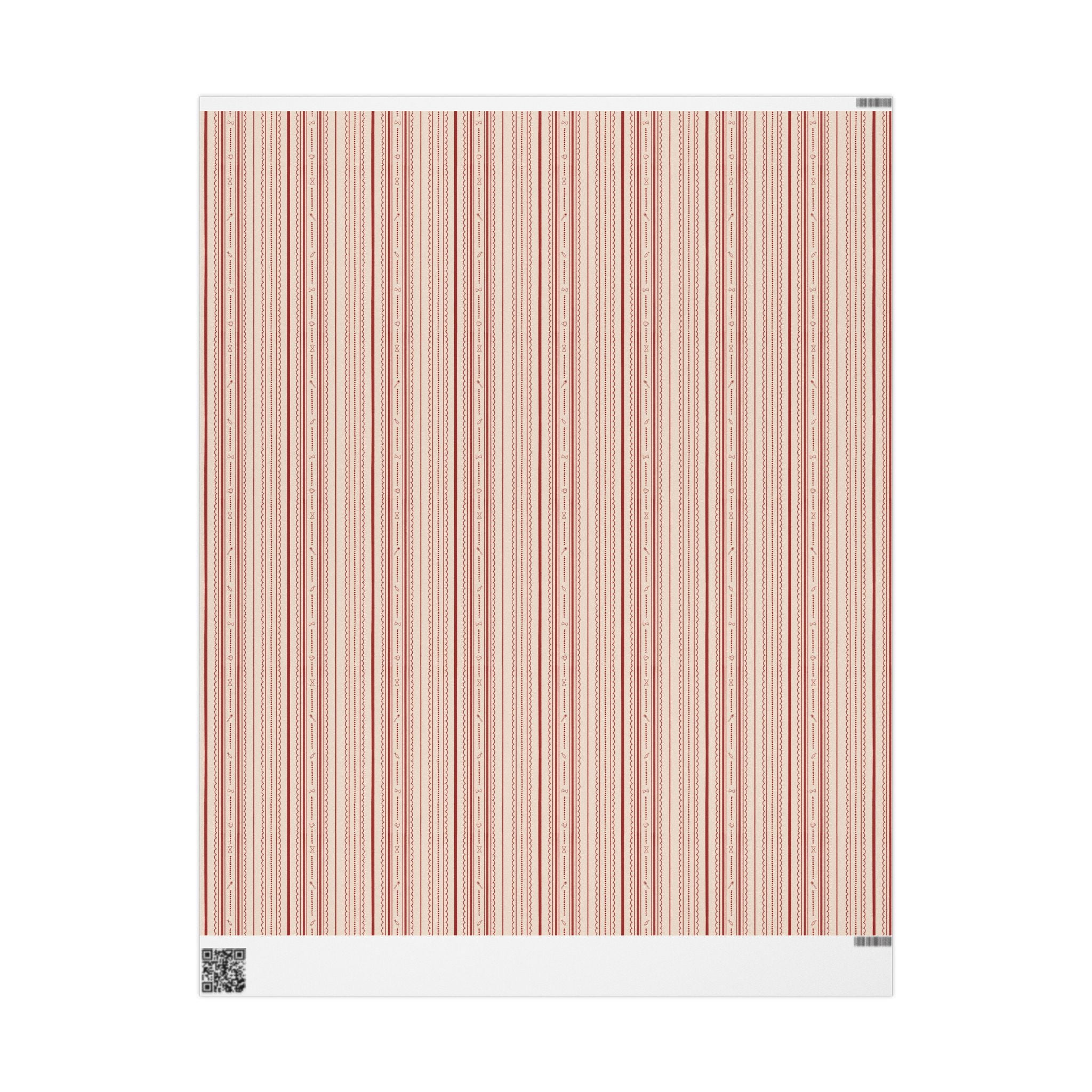 Gift Wrapping Papers Vintage Cranberry Red Stripes Scallop Italian Kitchen Icons