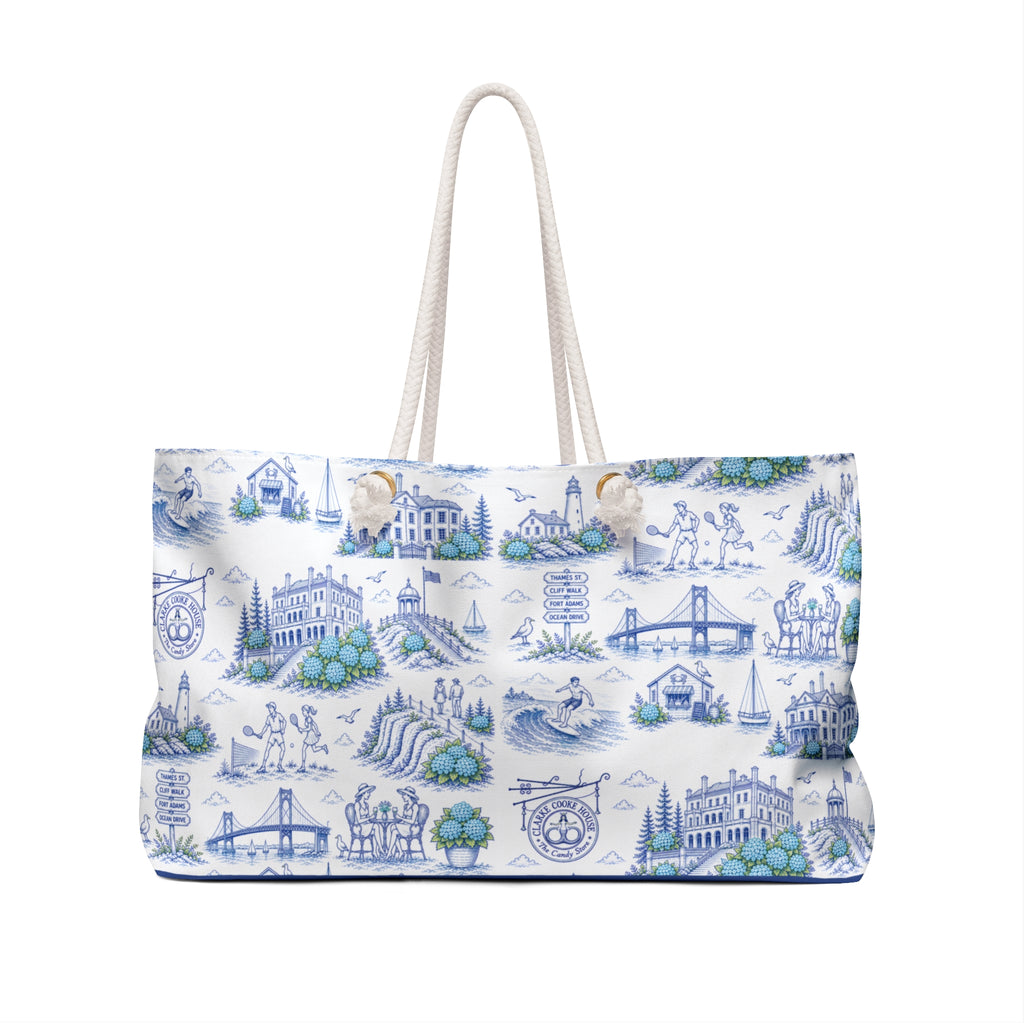 Newport RI Beach Bag, Coastal Toile Tote Bag, Preppy Newport Tote, Nautical Beach Tote, Rhode Island Travel Bag, Summer Resort Bag