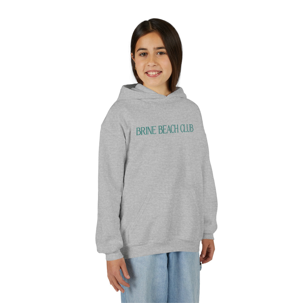 Brine Beach Club Youth Hoodie — "Stay For Sunset” Surf Waves Sun Pullover