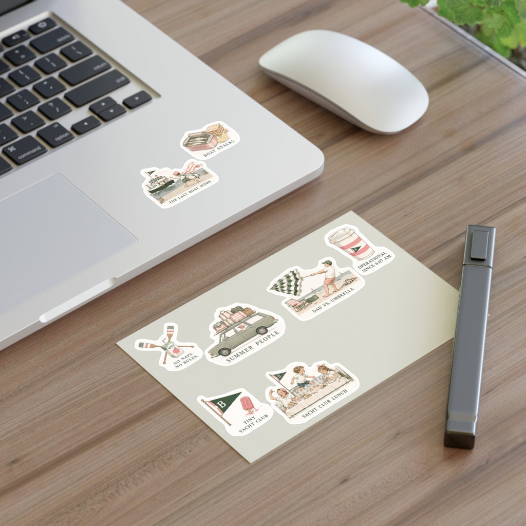 Summer People Sticker Sheet — Vintage Yacht Club Scenes