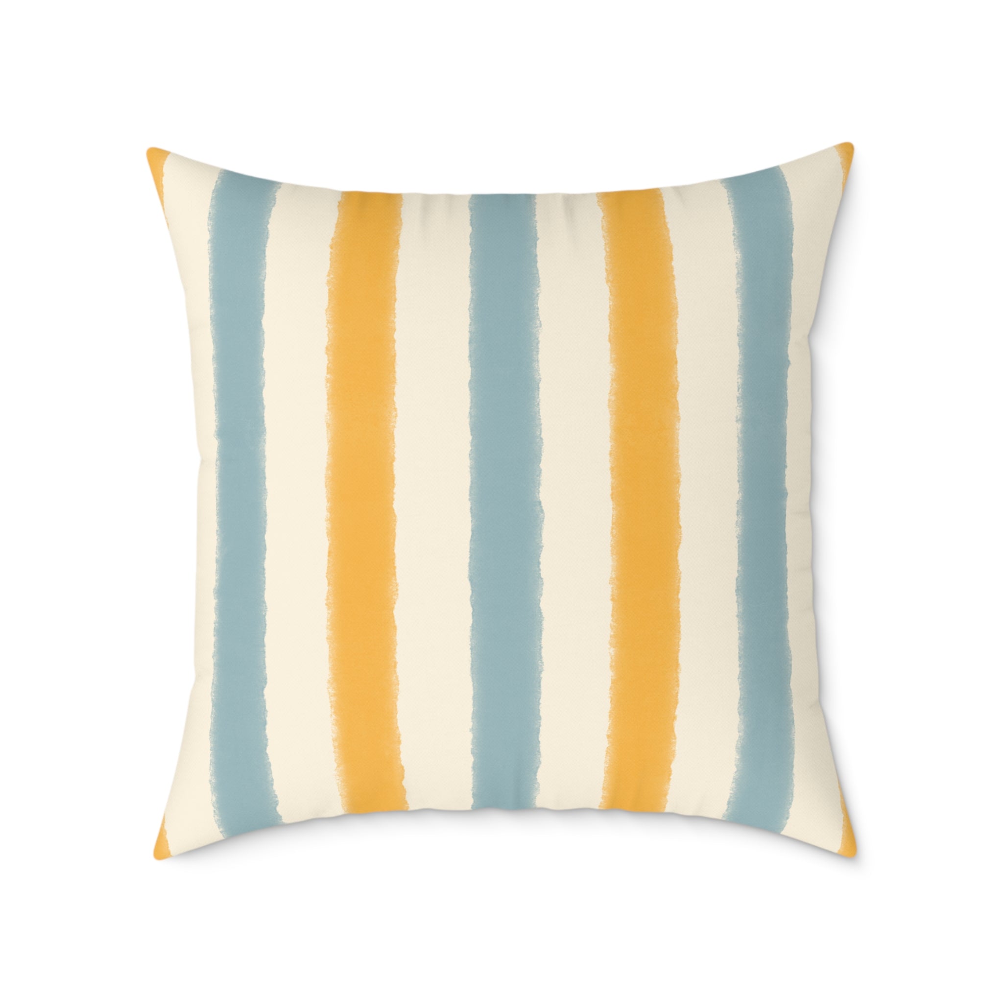 Vintage Playroom Stripe Pattern Square Pillow — Pastel Nursery Throw Cushion