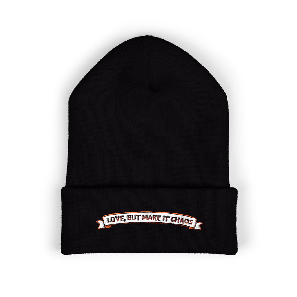Embroidered 'Love, But Make It Chaos' Cuffed Beanie
