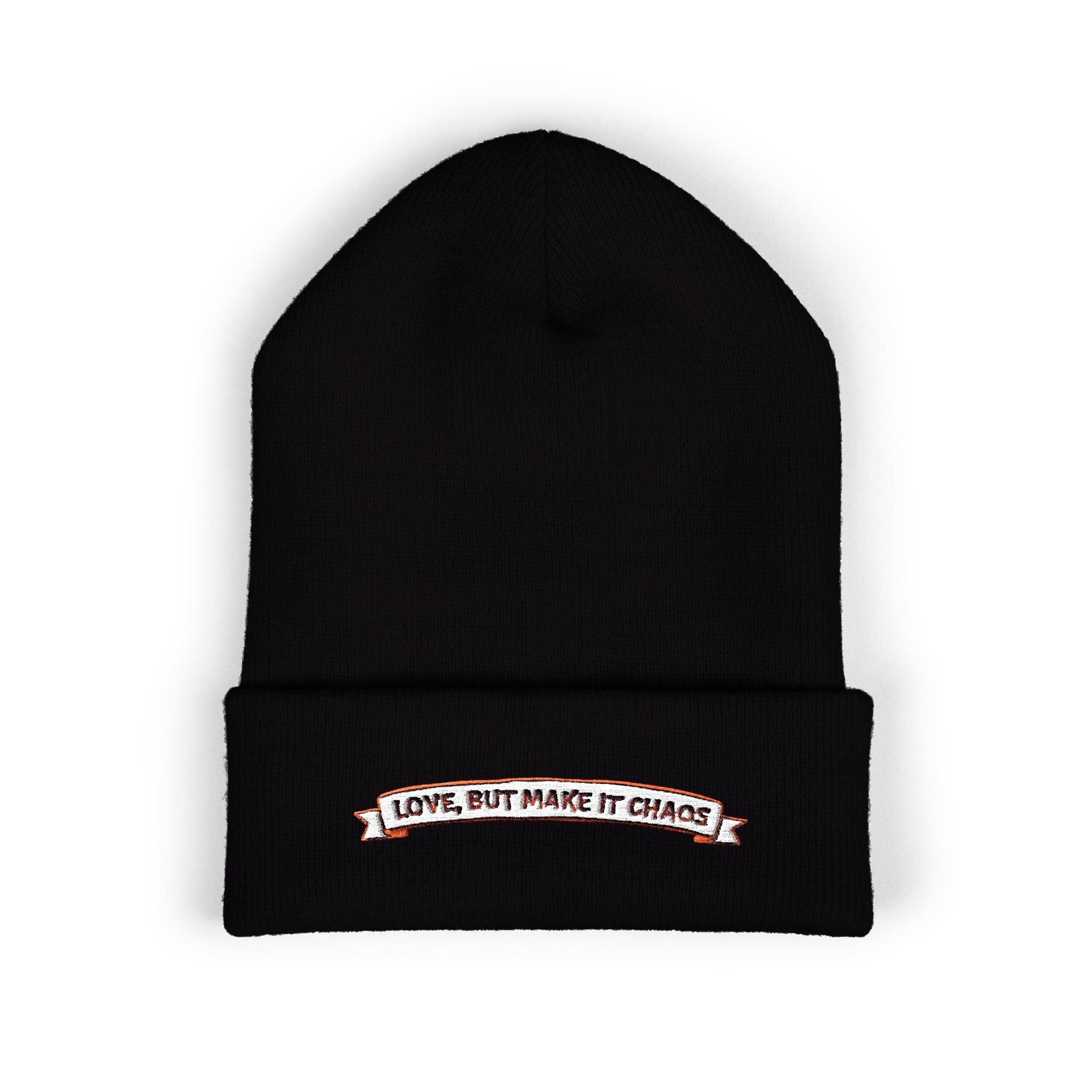 Embroidered 'Love, But Make It Chaos' Cuffed Beanie