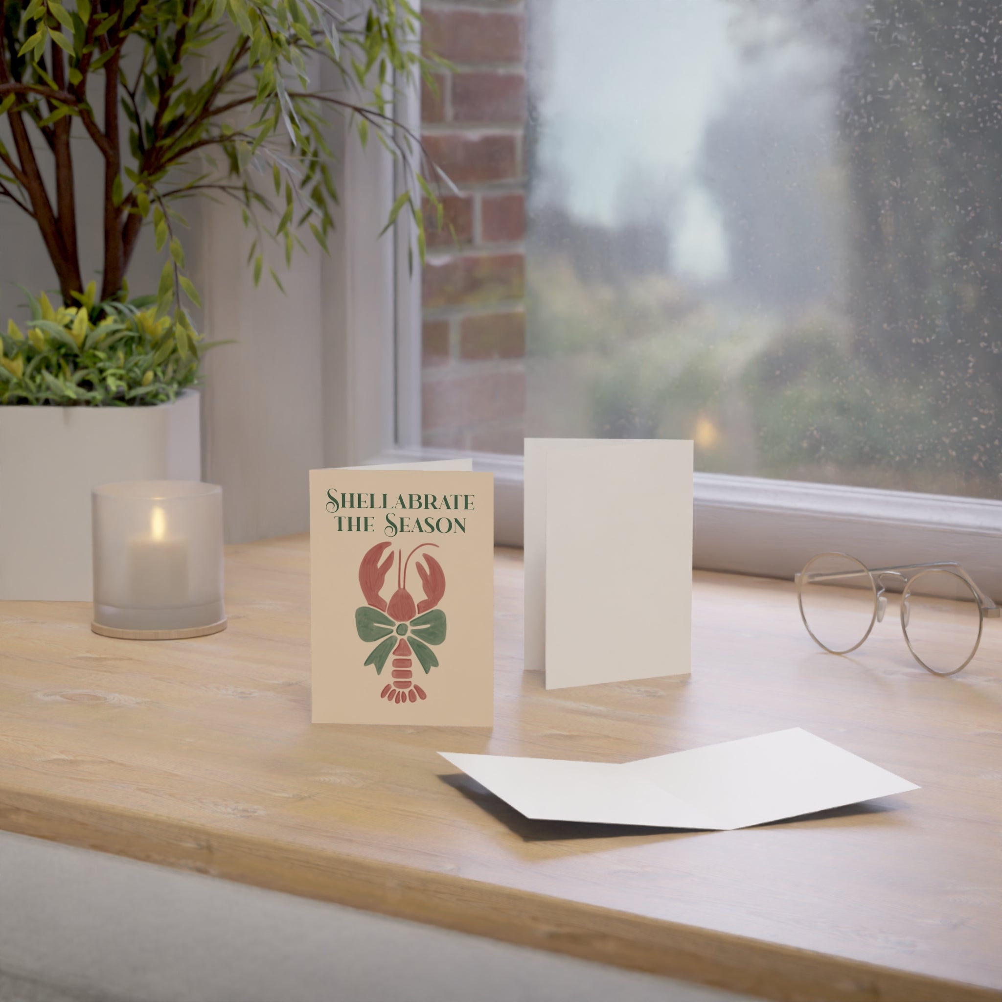 Funny 'Shellabrate the Season' Lobster Greeting Cards — Pack of 1/10/30/50
