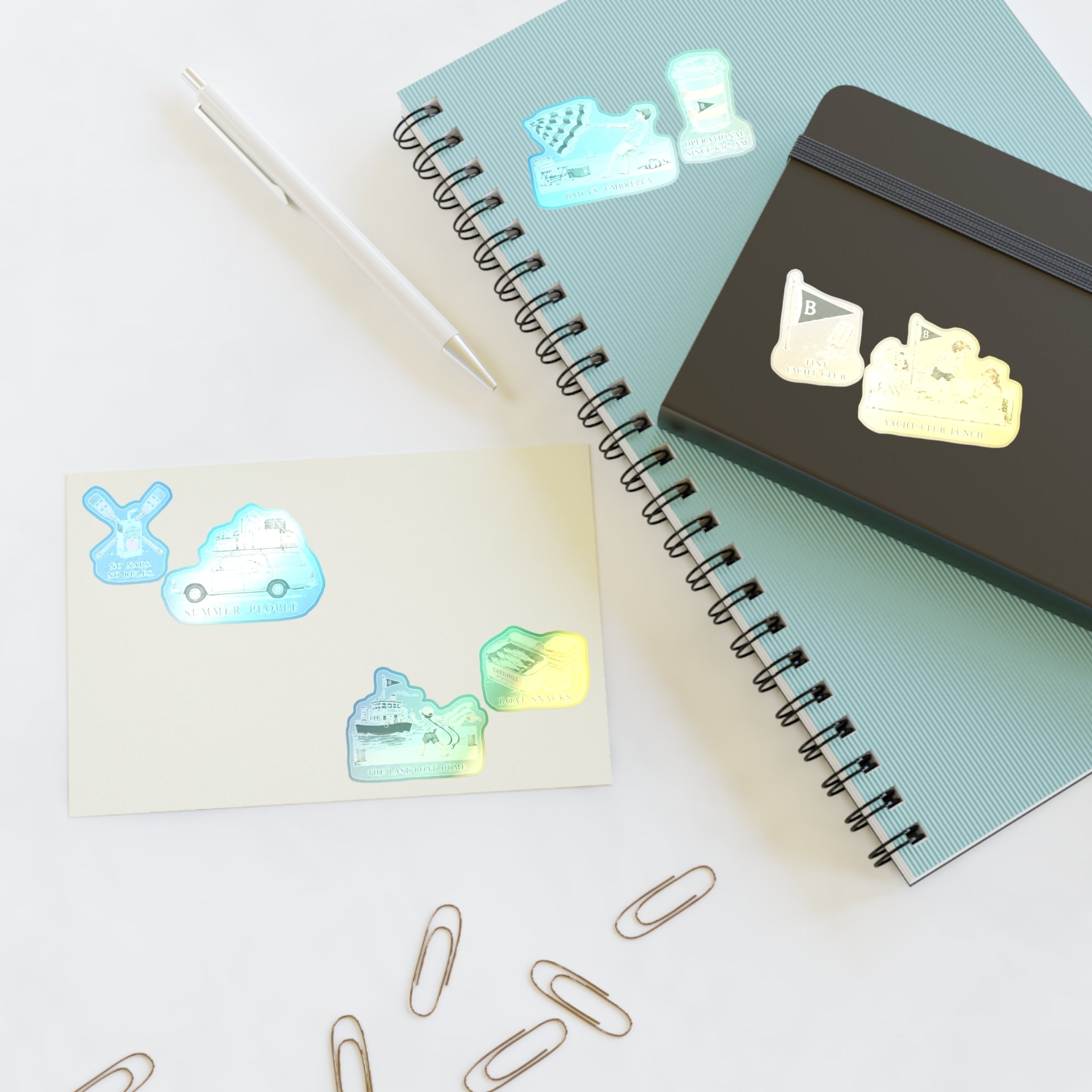 Summer People Sticker Sheet — Vintage Yacht Club Scenes