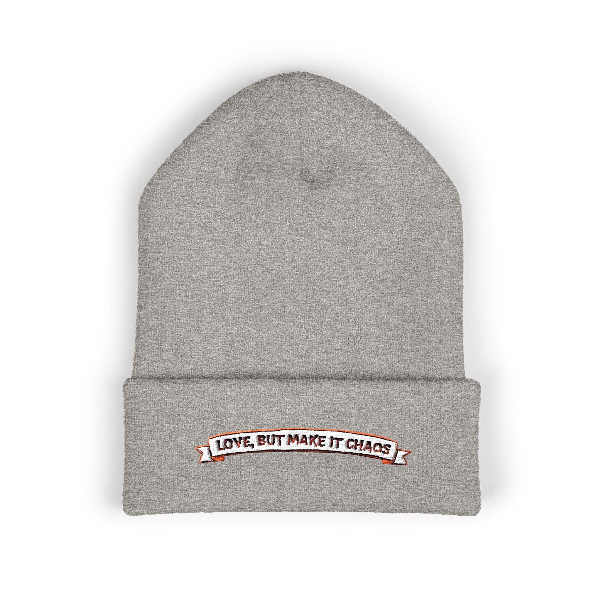 Embroidered 'Love, But Make It Chaos' Cuffed Beanie