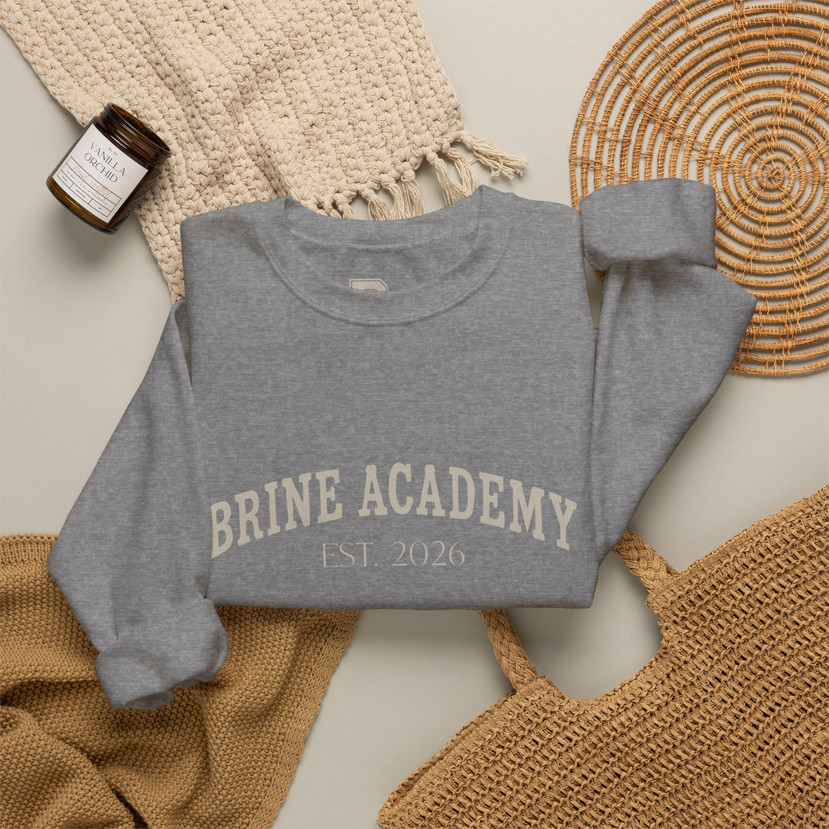 Crewneck Sweatshirt — Brine Academy Est. 2026 Collegiate Pullover