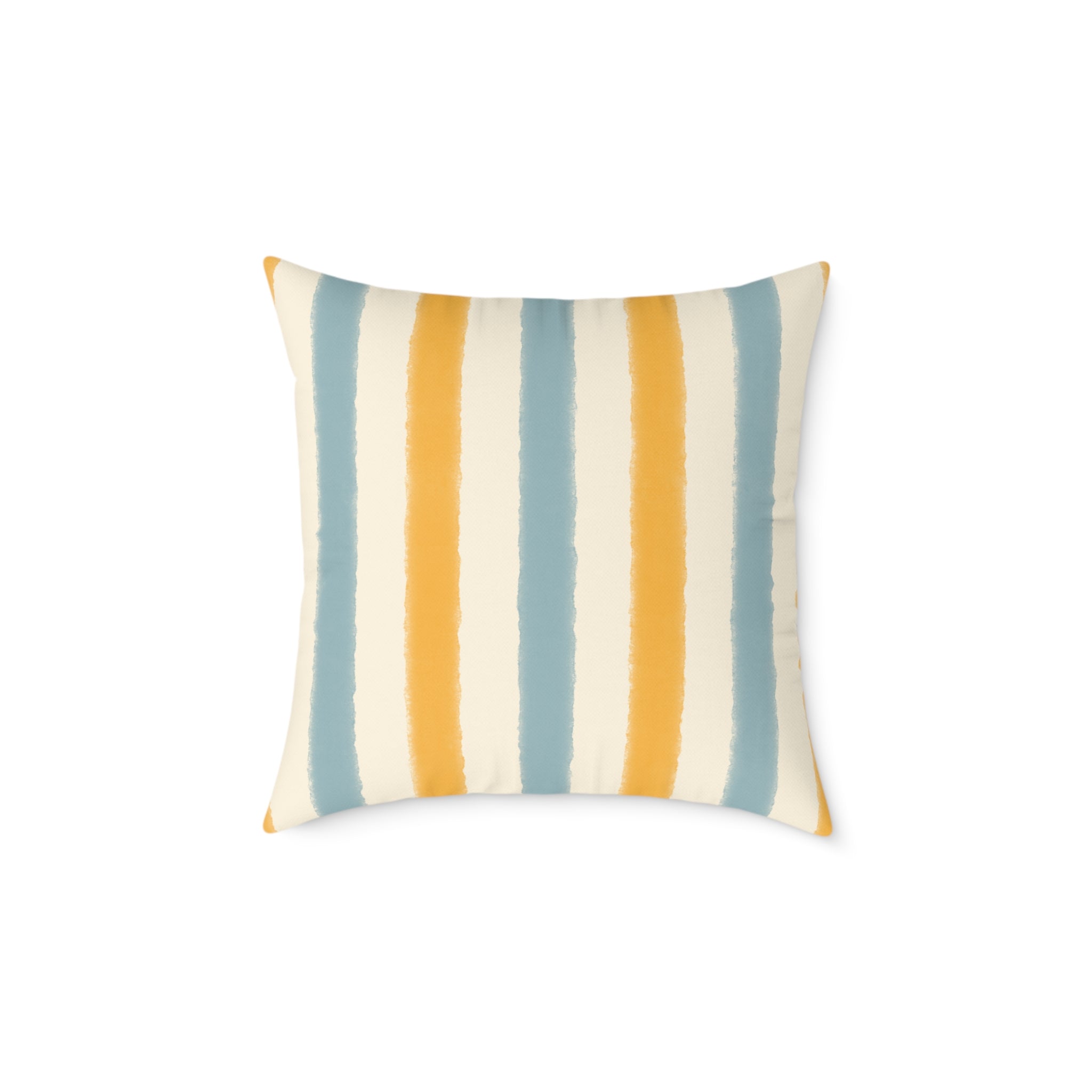 Vintage Playroom Stripe Pattern Square Pillow — Pastel Nursery Throw Cushion