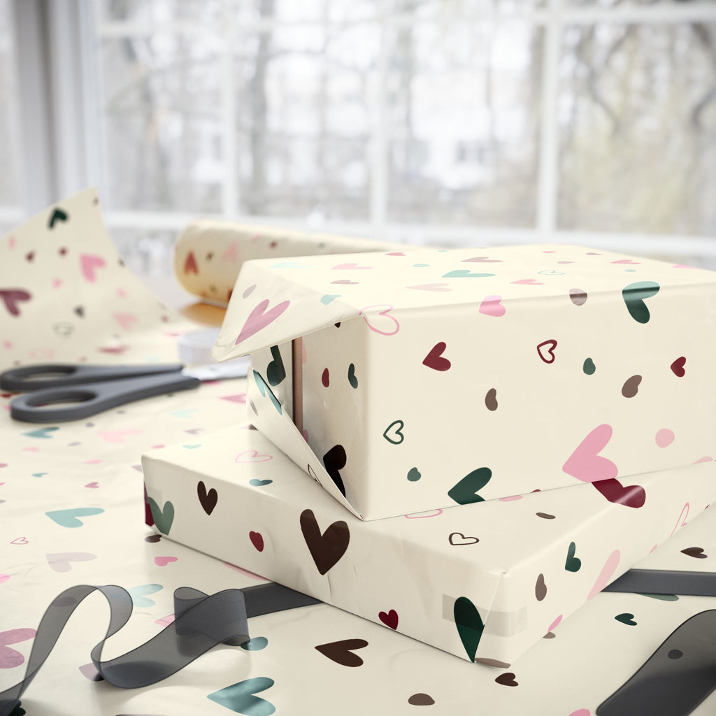 Heart Confetti Wrapping Paper Roll — Romantic Valentine’s Gift Wrap
