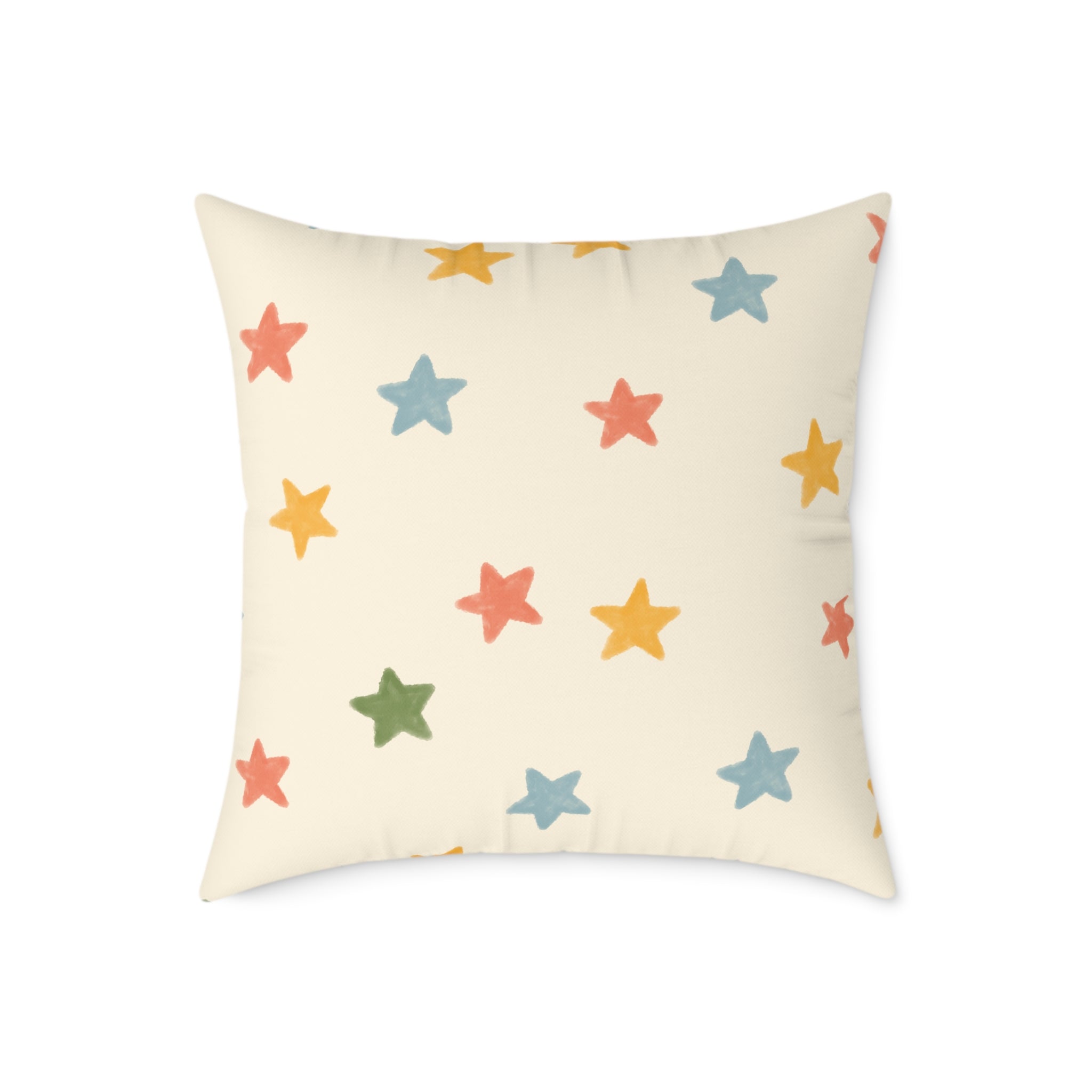 Vintage Playroom Star Pattern Square Pillow — Pastel Nursery Throw Cushion