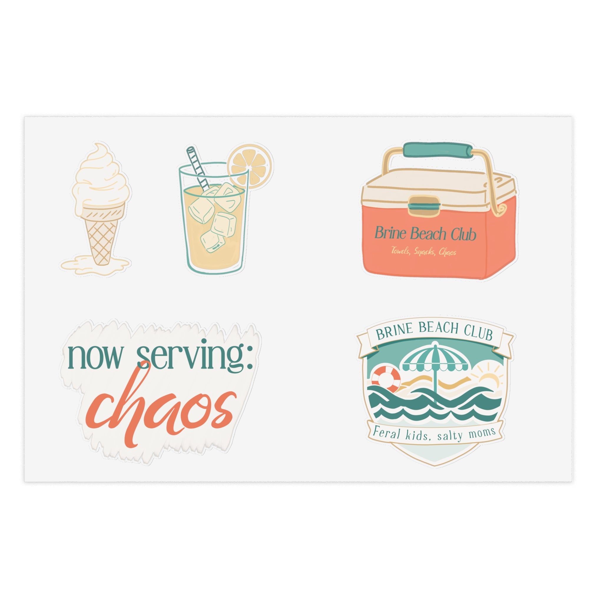 Brine Beach Club Snack Shack Sticker Sheets — Ret ro Coastal Snack Shack Sticker Pack
