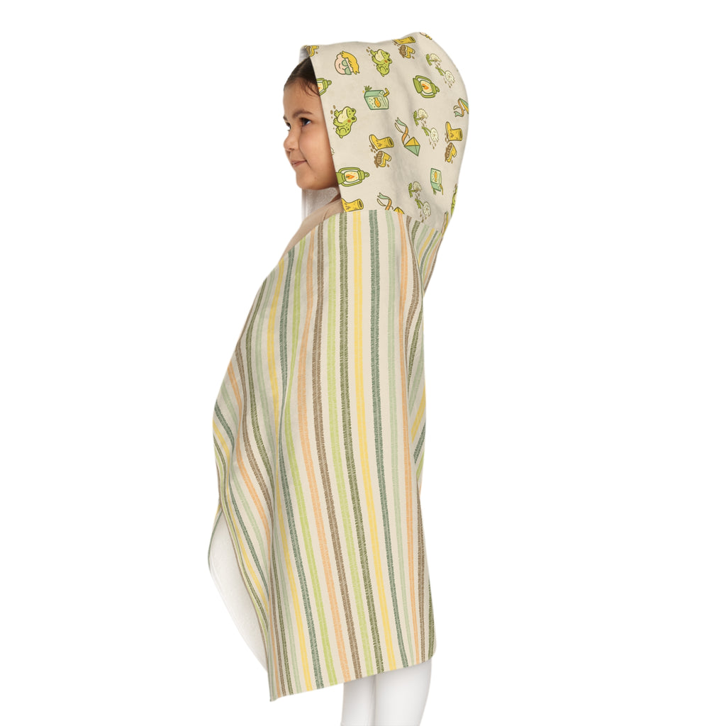 Camp Brine Spring 2026 Kids Hooded Towel — Striped Beach Wrap with icon Hood