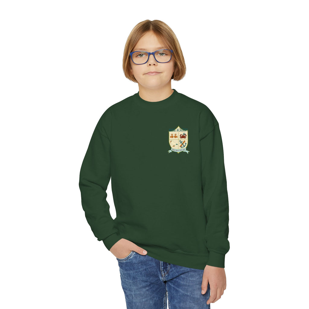 Youth Crewneck Sweatshirt — "Salty Since First Bell" Back‑Print School Spirit Sweatshirt