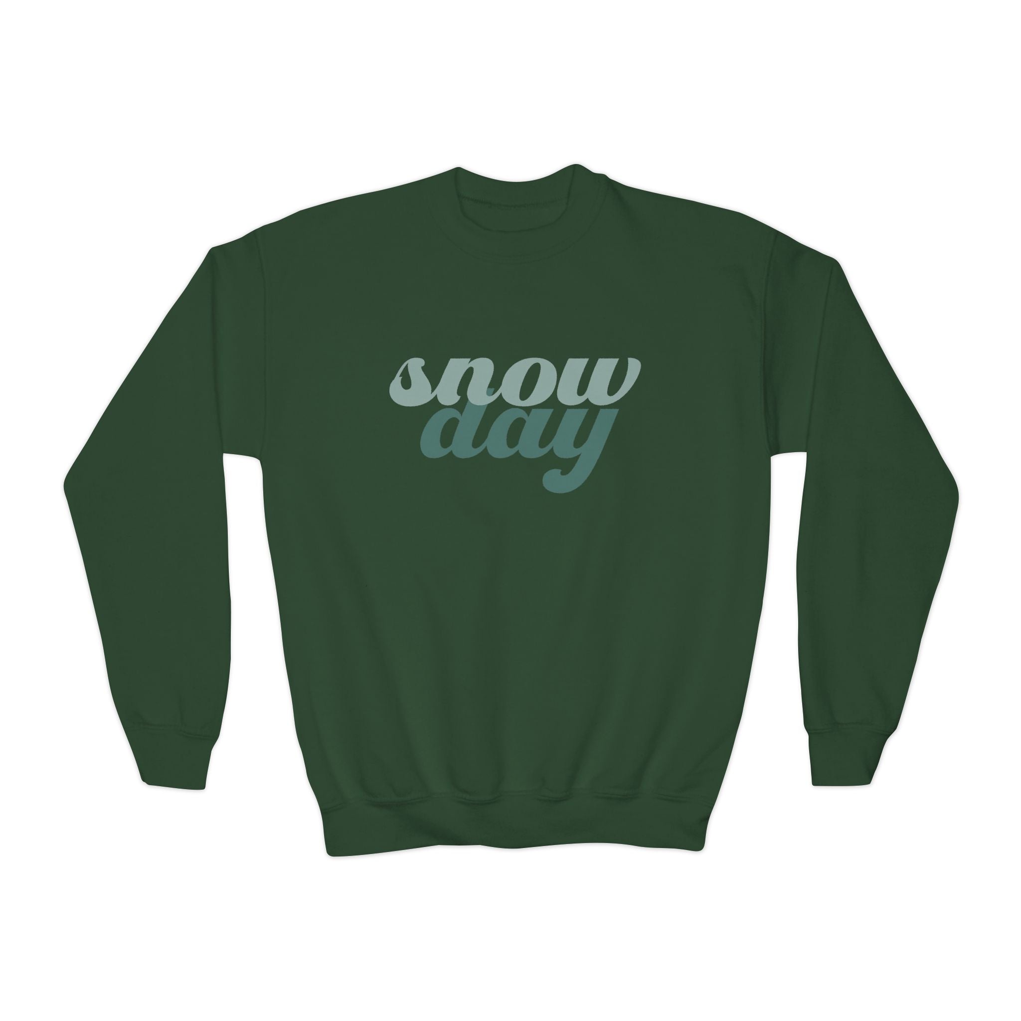 Snow Day Retro Script Youth Crewneck Sweatshirt