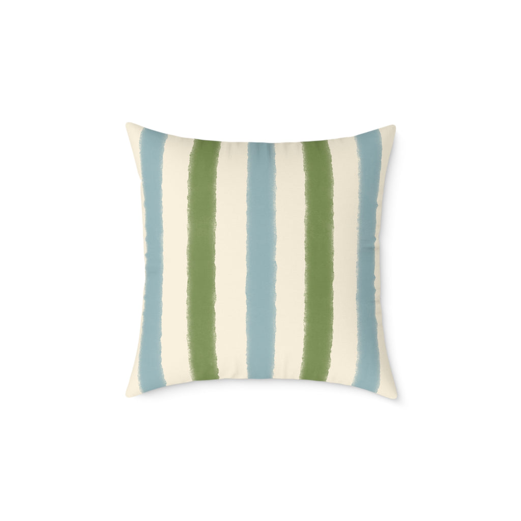 Vintage Playroom Stripe Pattern Square Pillow — Pastel Nursery Throw Cushion