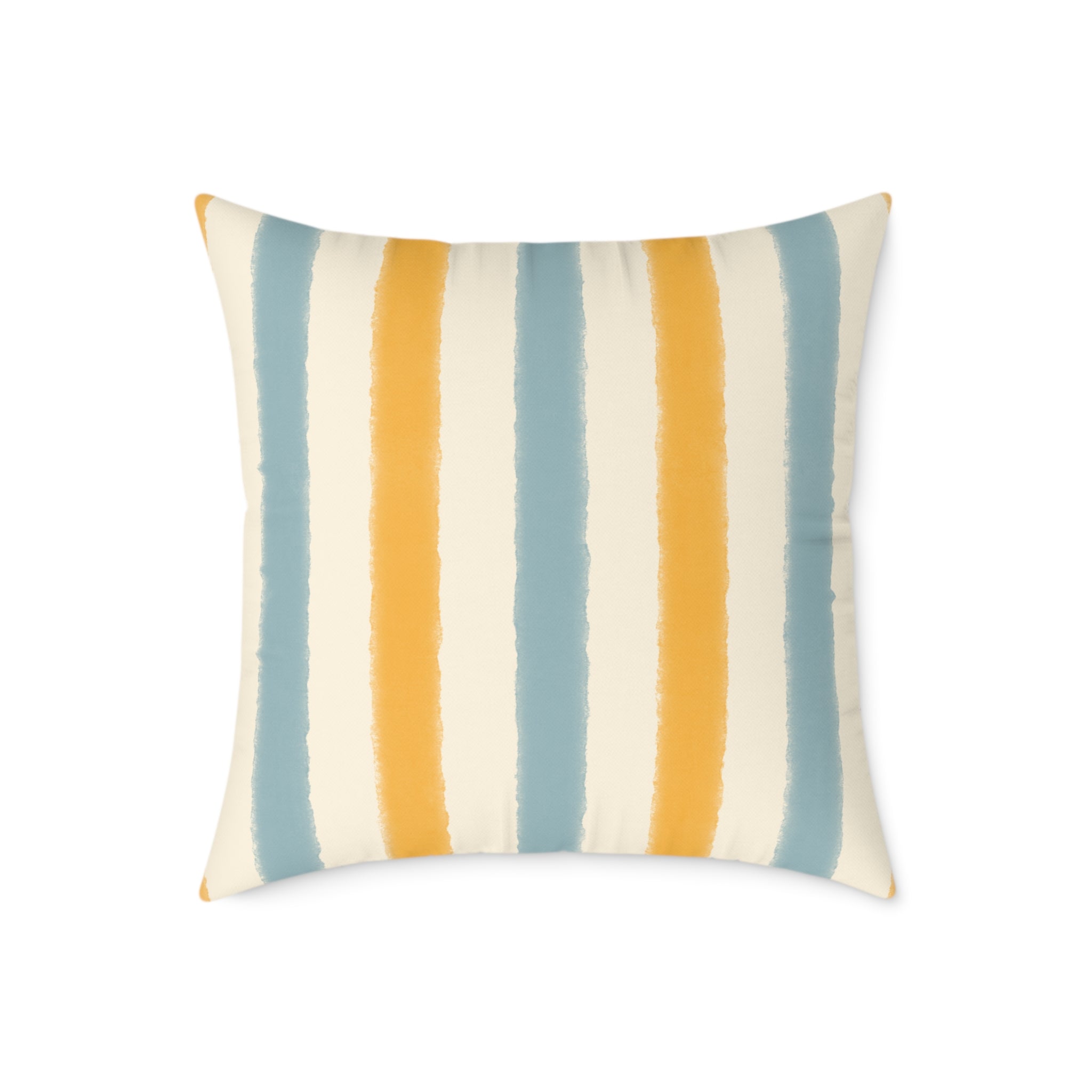 Vintage Playroom Stripe Pattern Square Pillow — Pastel Nursery Throw Cushion