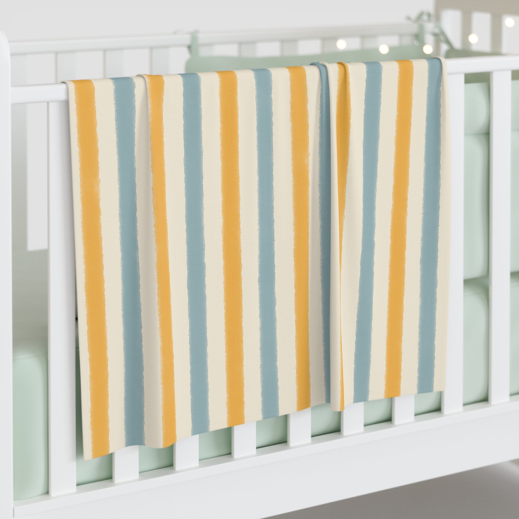 Vintage Watercolor Stripe Baby Swaddle Blanket — Playroom Newborn Gift