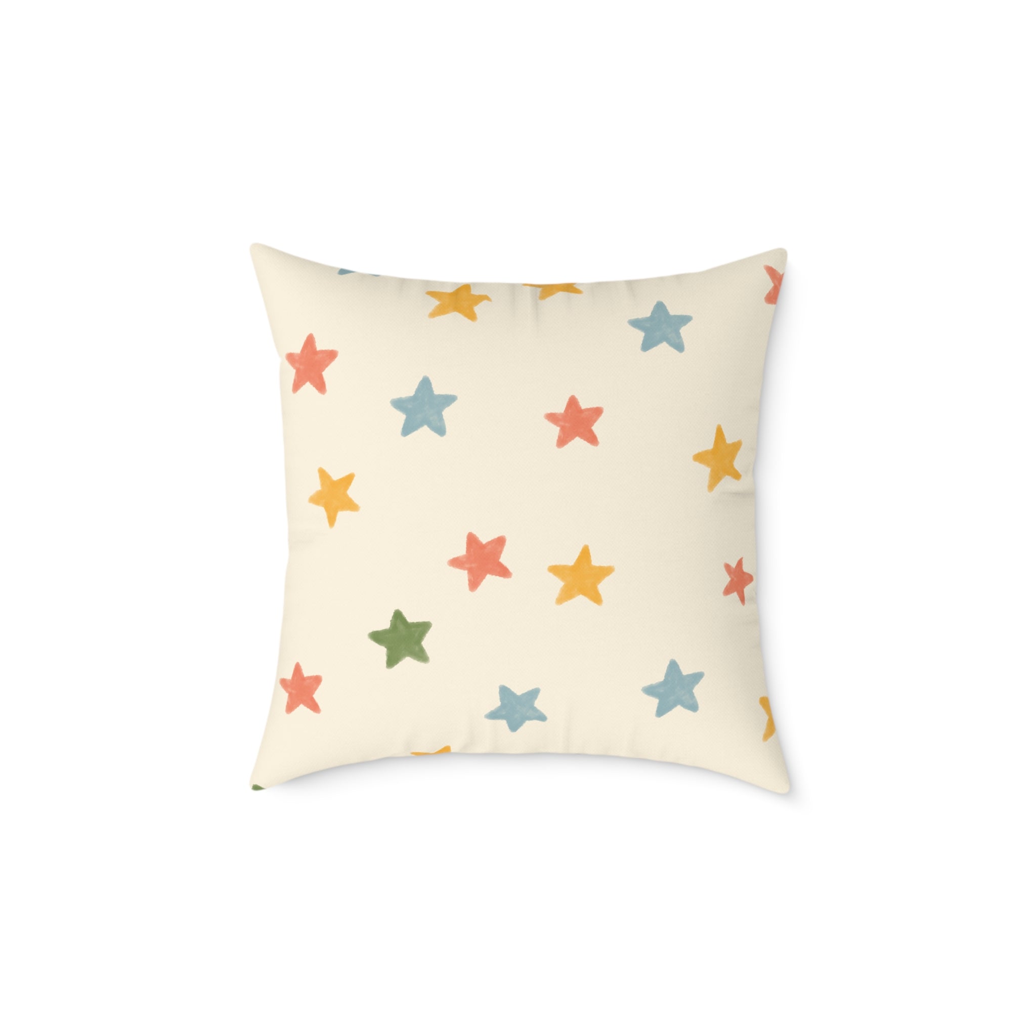 Vintage Playroom Star Pattern Square Pillow — Pastel Nursery Throw Cushion