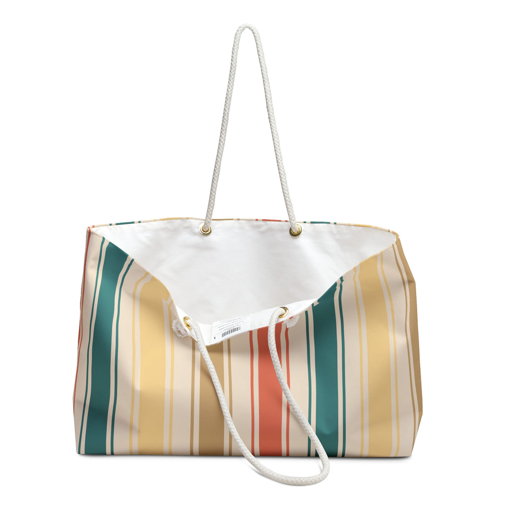 Weekender Bag — Brine Beach Club Cabana Stripe Tote with Rope Handles
