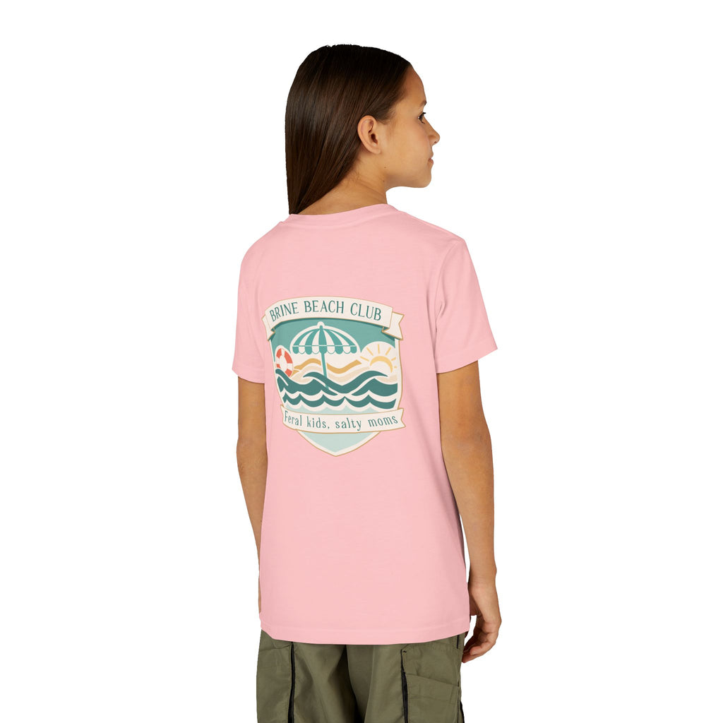 Brine Beach Club Youth Tee – ‘Feral Kids, Salty Moms’ Umbrella Beach T‑Shirt
