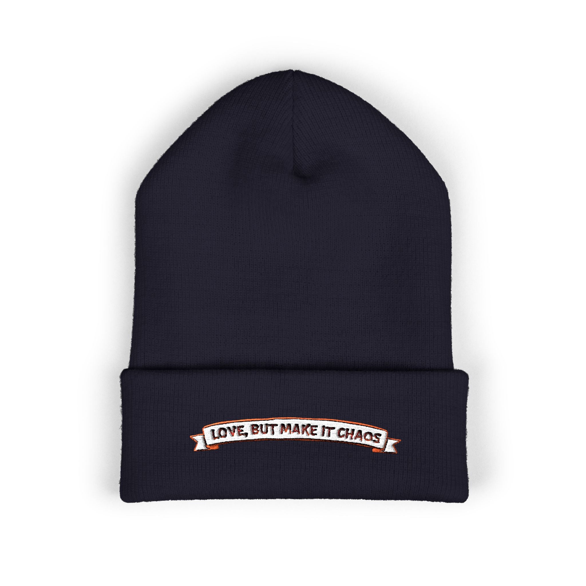 Embroidered 'Love, But Make It Chaos' Cuffed Beanie