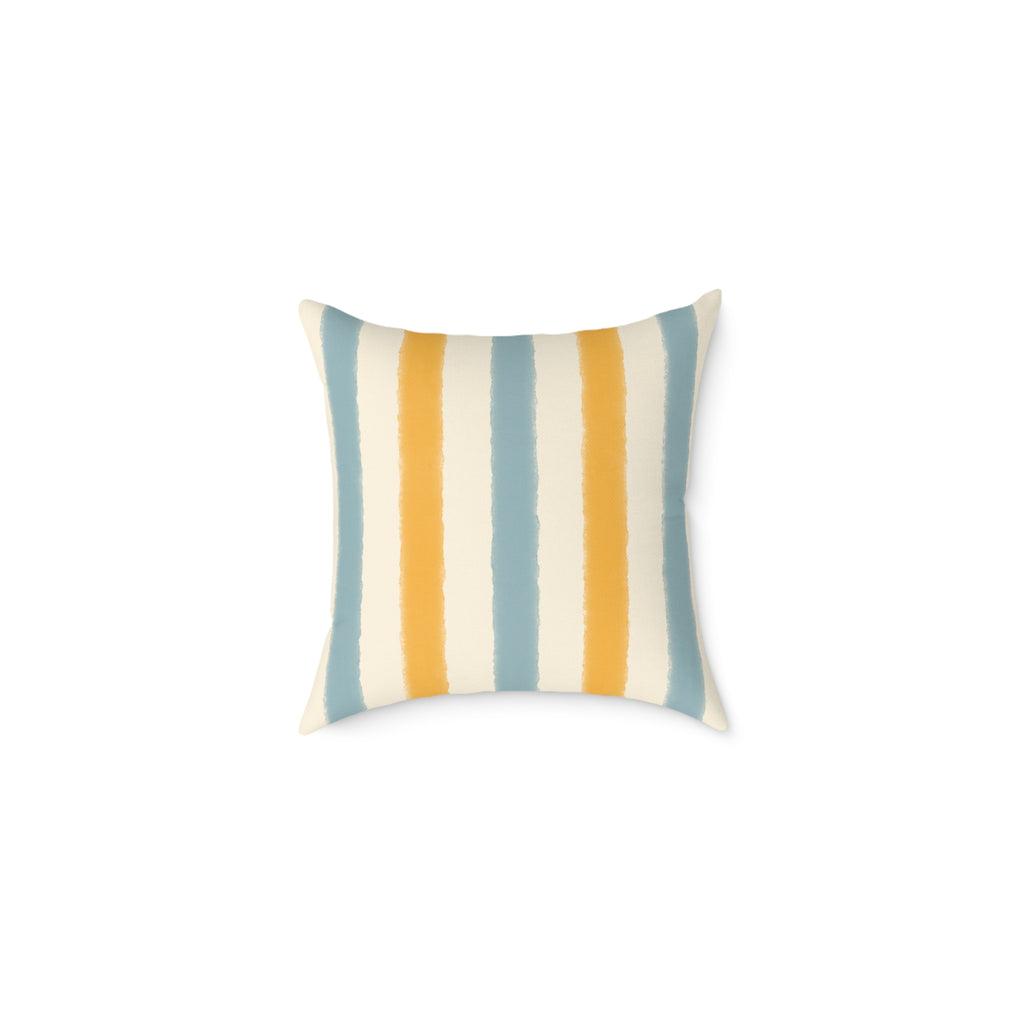 Vintage Playroom Stripe Pattern Square Pillow — Pastel Nursery Throw Cushion