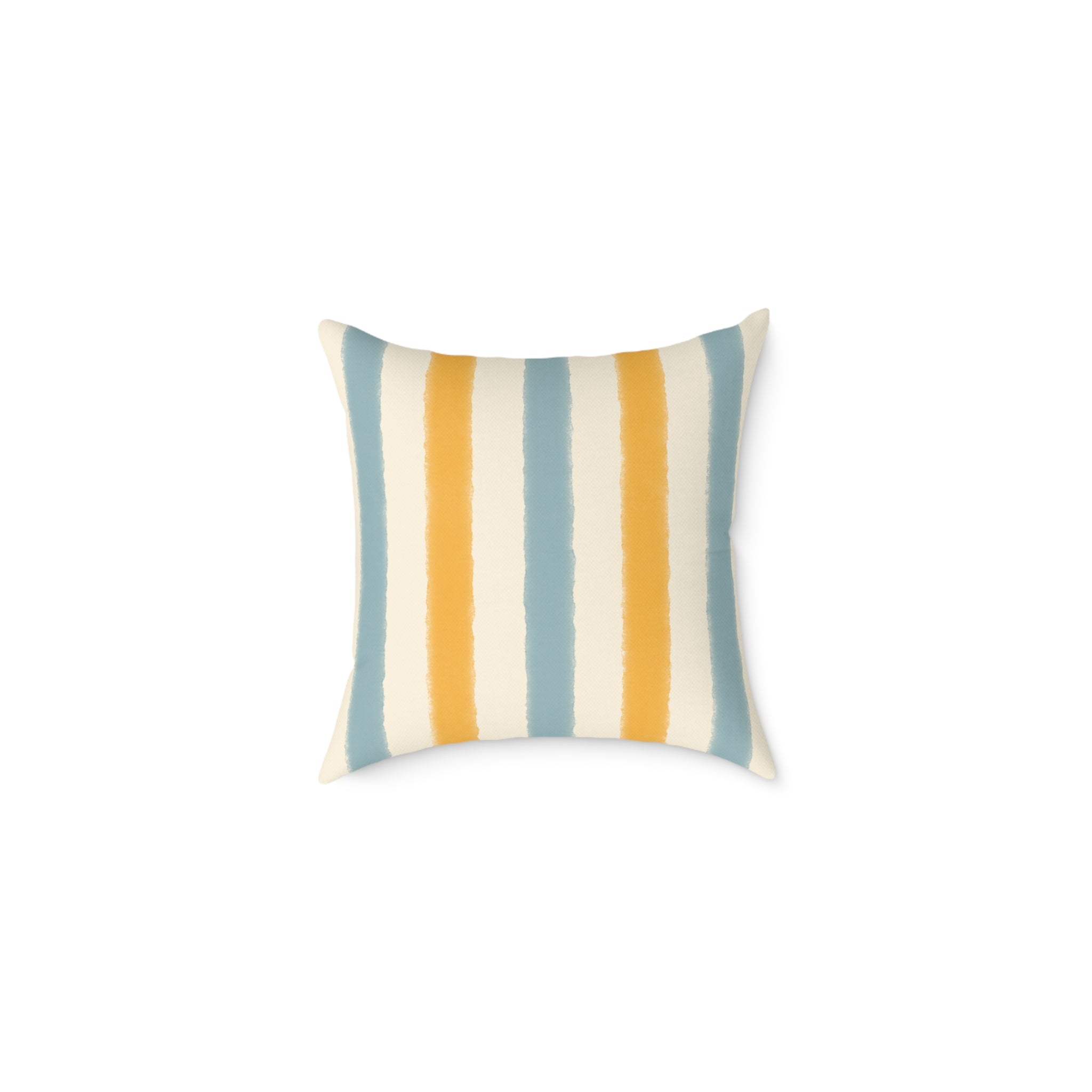 Vintage Playroom Stripe Pattern Square Pillow — Pastel Nursery Throw Cushion