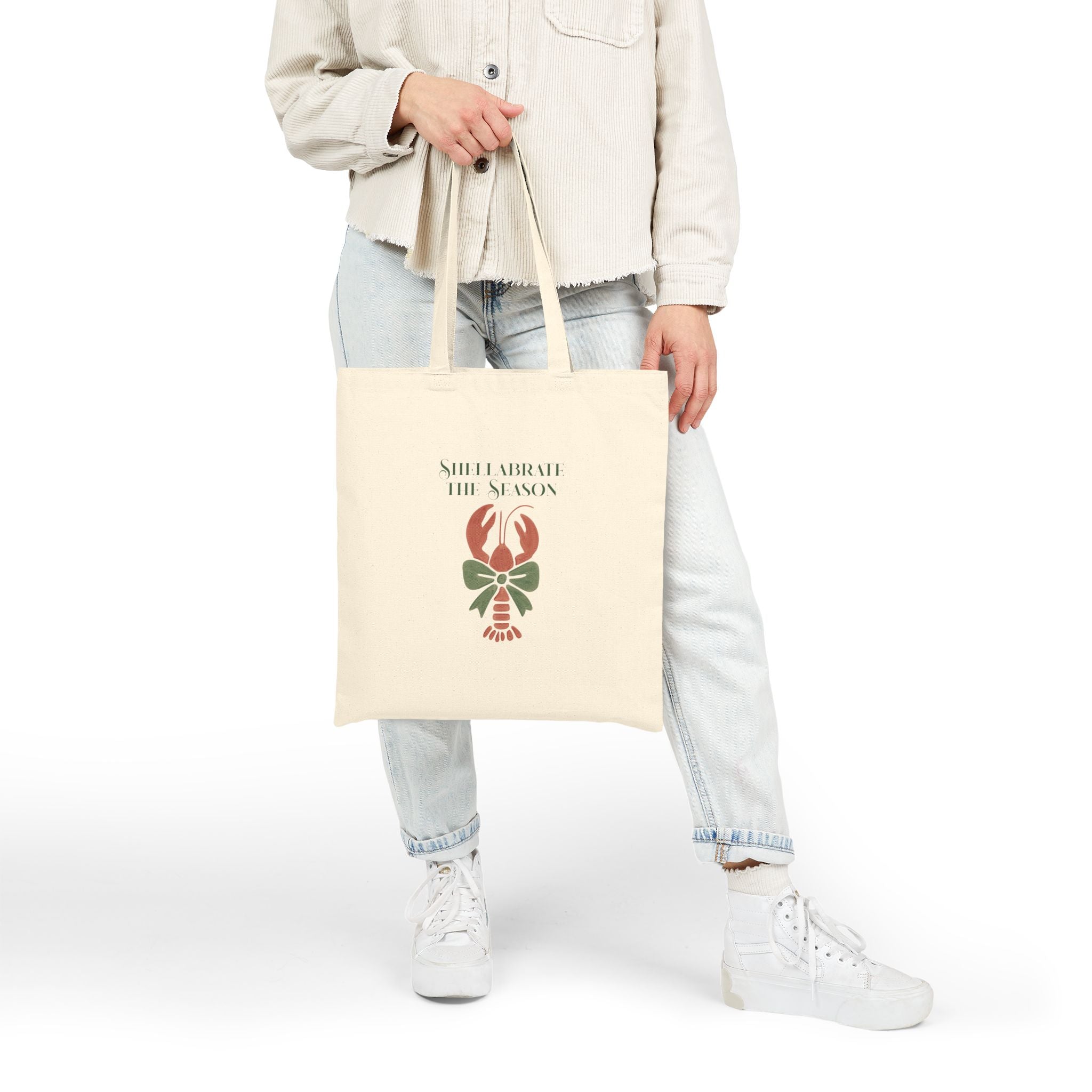 Shellabrate the Season Lobster Holiday Canvas Tote