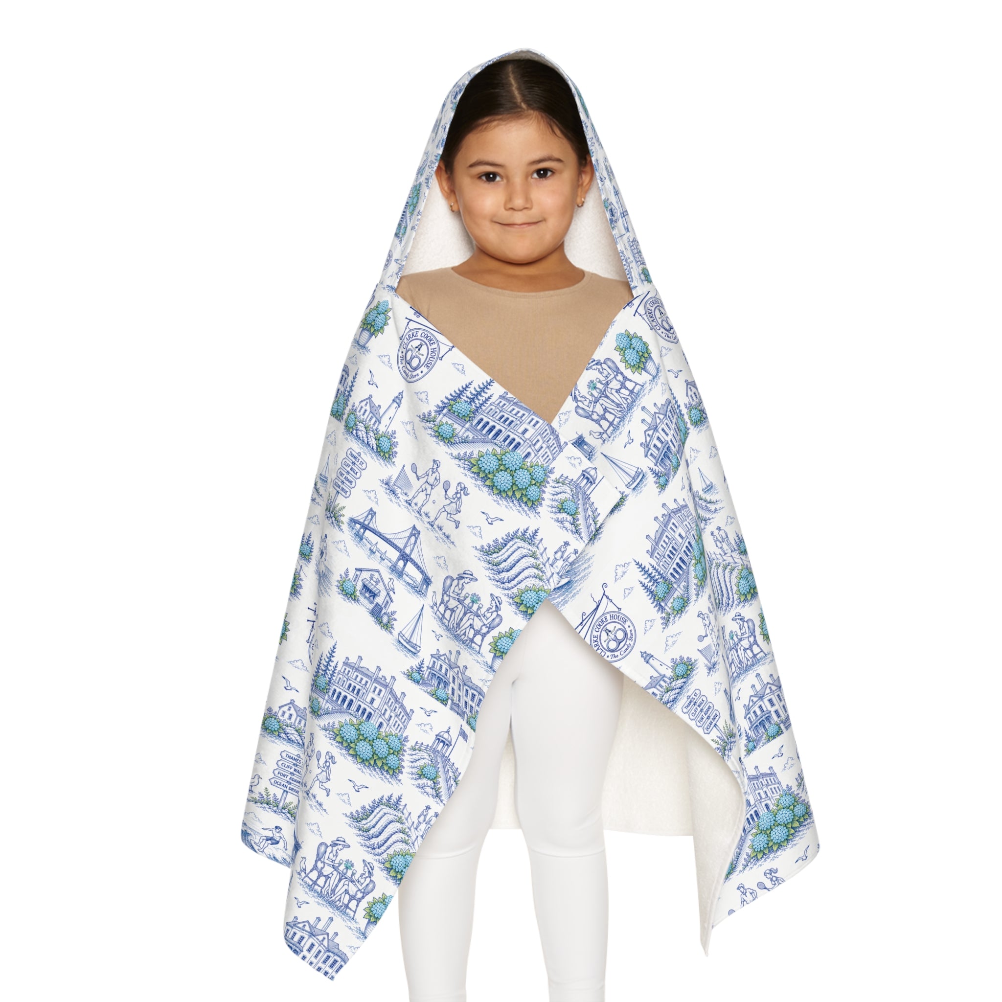 Kids Hooded Beach Towel Newport RI, Coastal Toile Hooded Towel, Kids Poncho Towel, Preppy Kids Beach Cover Up, Summer Pool Towel
