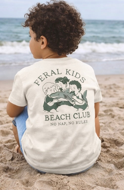 Feral Kids Beach Club Youth Tee – No Nap No Rules Kids Graphic Shirt