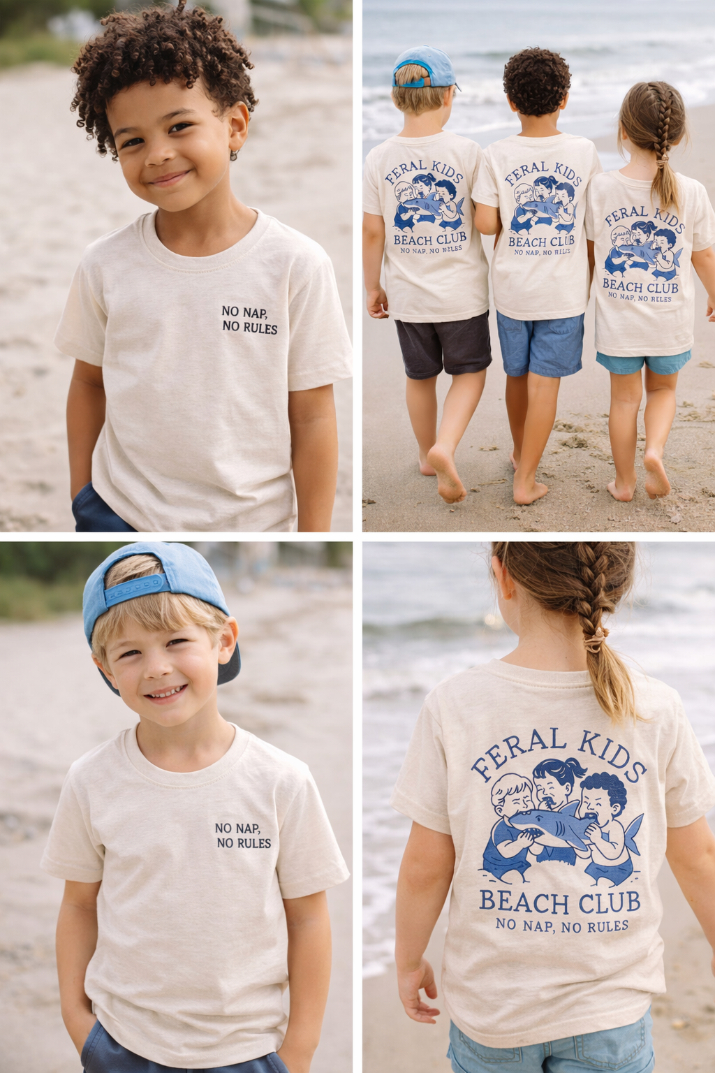 Feral Kids Beach Club Youth Tee – No Nap No Rules Kids Graphic Shirt