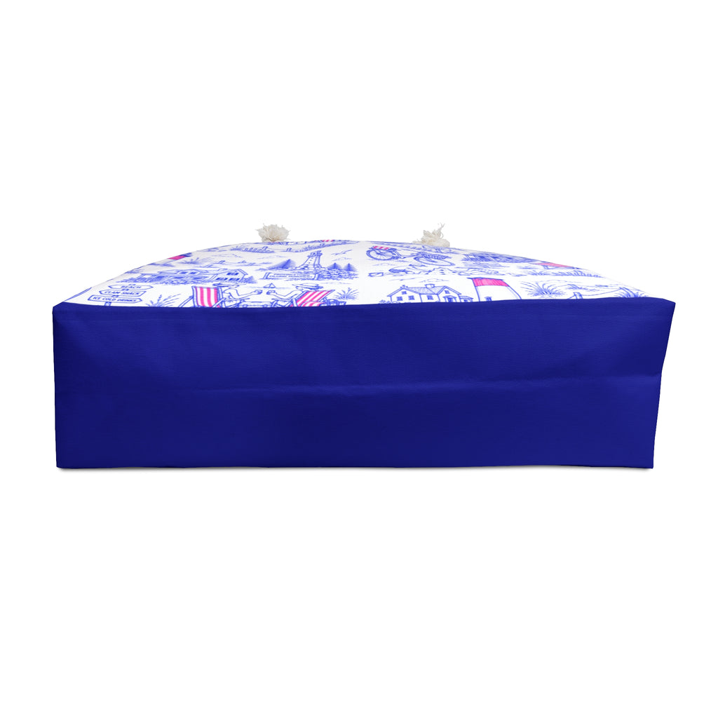 Nautical Cottage Weekender Bag – Blue Lighthouse & Bike Travel Tote