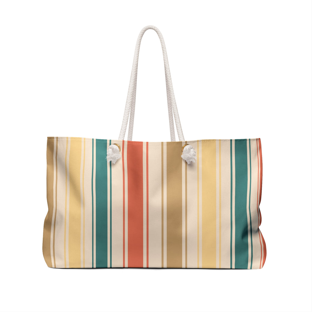 Weekender Bag — Brine Beach Club Cabana Stripe Tote with Rope Handles