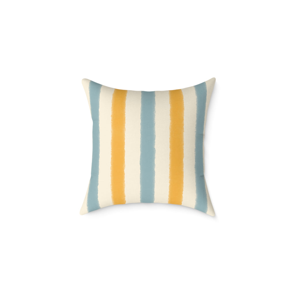 Vintage Playroom Stripe Pattern Square Pillow — Pastel Nursery Throw Cushion