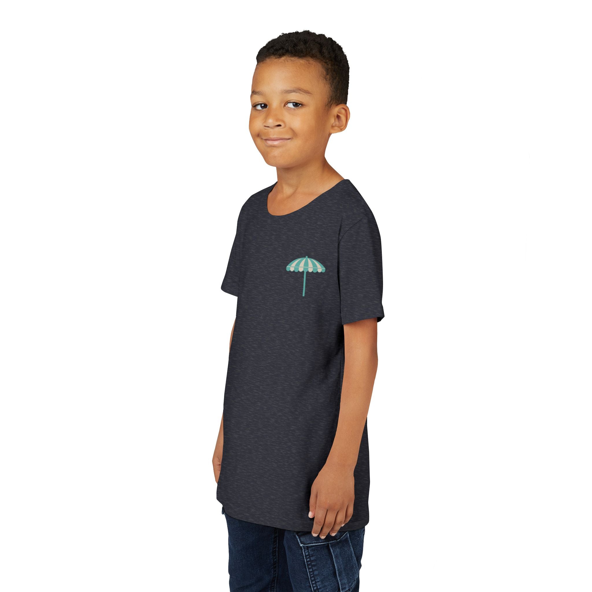 Brine Beach Club Youth Tee – ‘Feral Kids, Salty Moms’ Umbrella Beach T‑Shirt