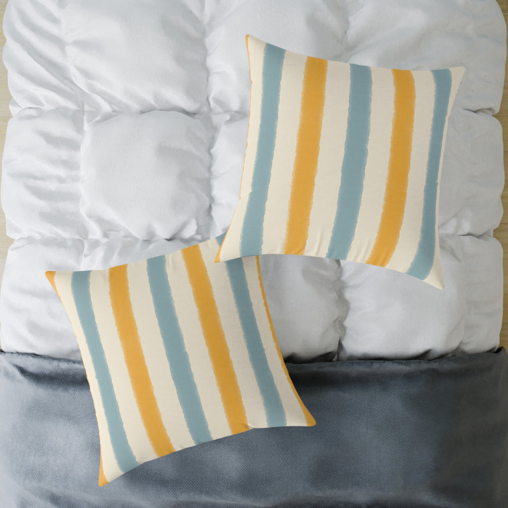 Vintage Playroom Stripe Pattern Square Pillow — Pastel Nursery Throw Cushion