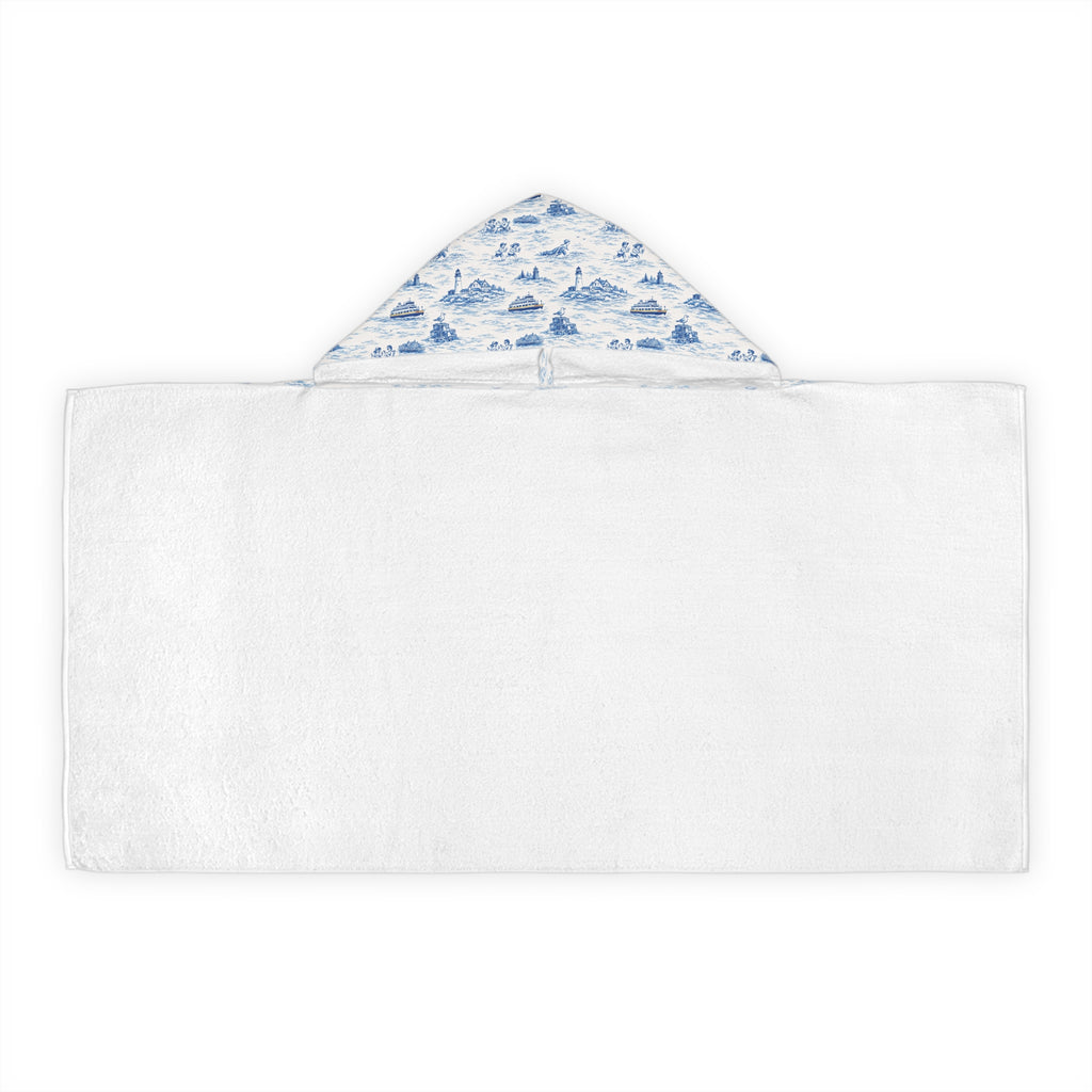 Hooded Beach Towel Portland ME, Coastal Toile Hooded Towel, Kids Poncho Towel, Preppy Kids Beach Cover Up, Summer Pool Towel