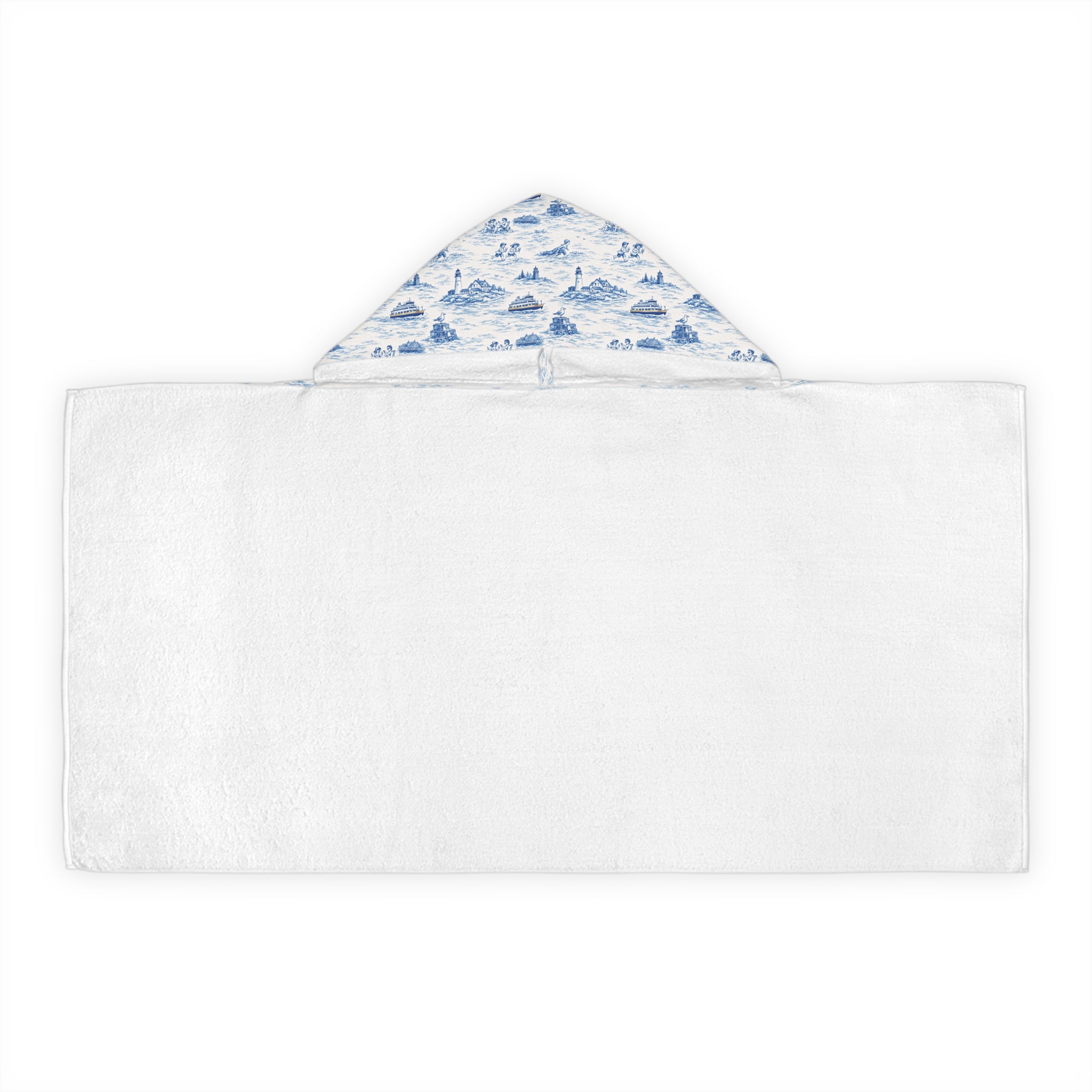 Hooded Beach Towel Portland ME, Coastal Toile Hooded Towel, Kids Poncho Towel, Preppy Kids Beach Cover Up, Summer Pool Towel