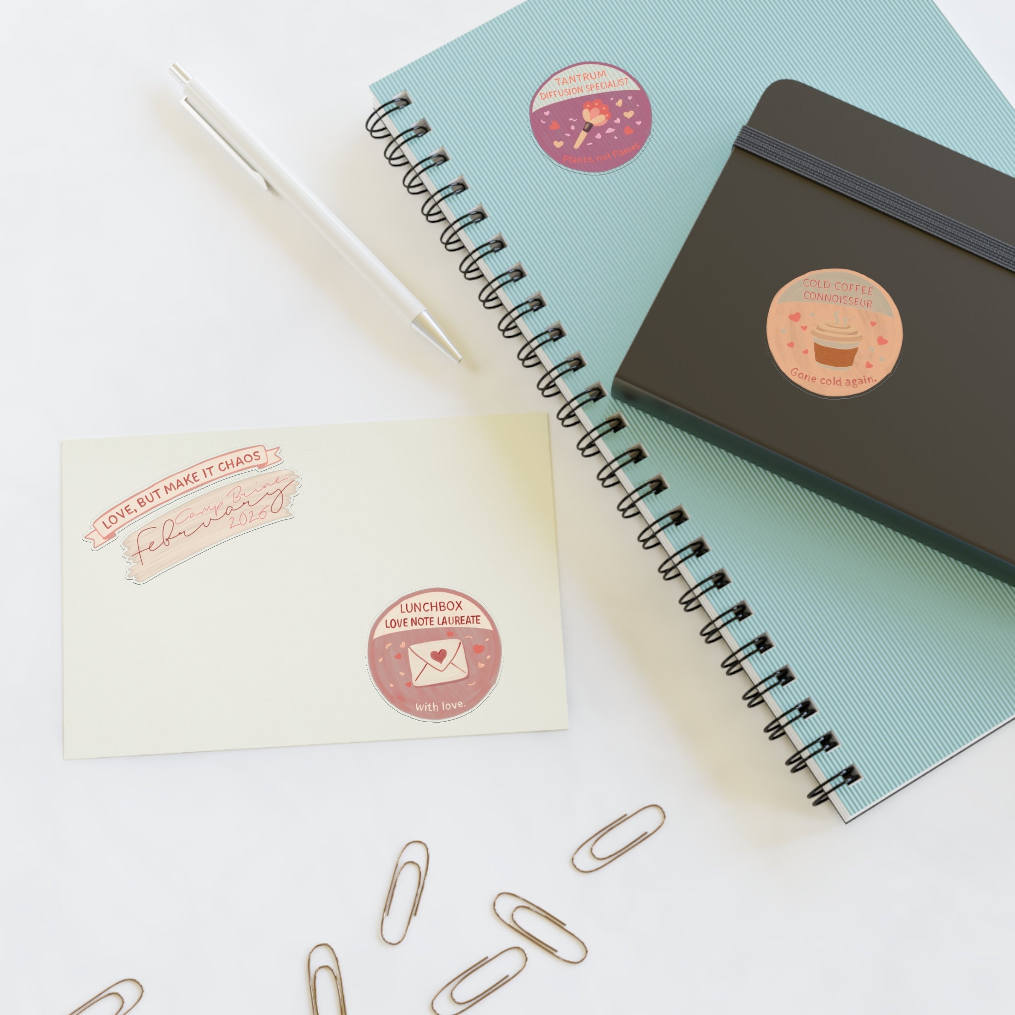 Playful Self-Care Sticker Sheet — ‘Love, But Make It Chaos’ Valentine Badge Stickers