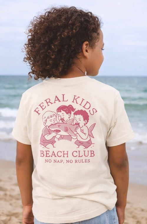 Feral Kids Beach Club Youth Tee – No Nap No Rules Kids Graphic Shirt