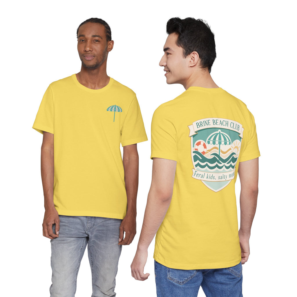 Brine Beach Club T‑Shirt — "Brine Beach Club: Feral Kids, Salty Moms" Retro Graphic Tee