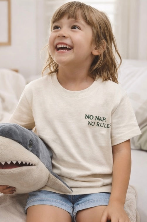 Feral Kids Beach Club Youth Tee – No Nap No Rules Kids Graphic Shirt