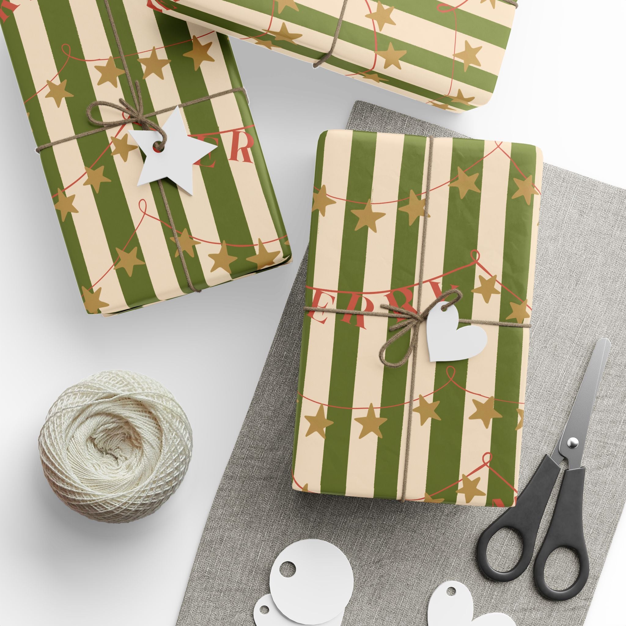 Vintage Star Garland Holiday Wrapping Paper
