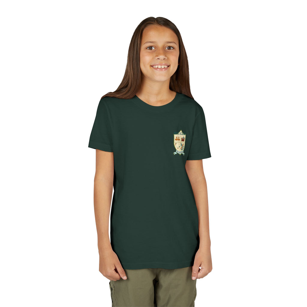 Youth Tee — "Salty Since First Bell" Brine Academy Crest School Spirit Shirt