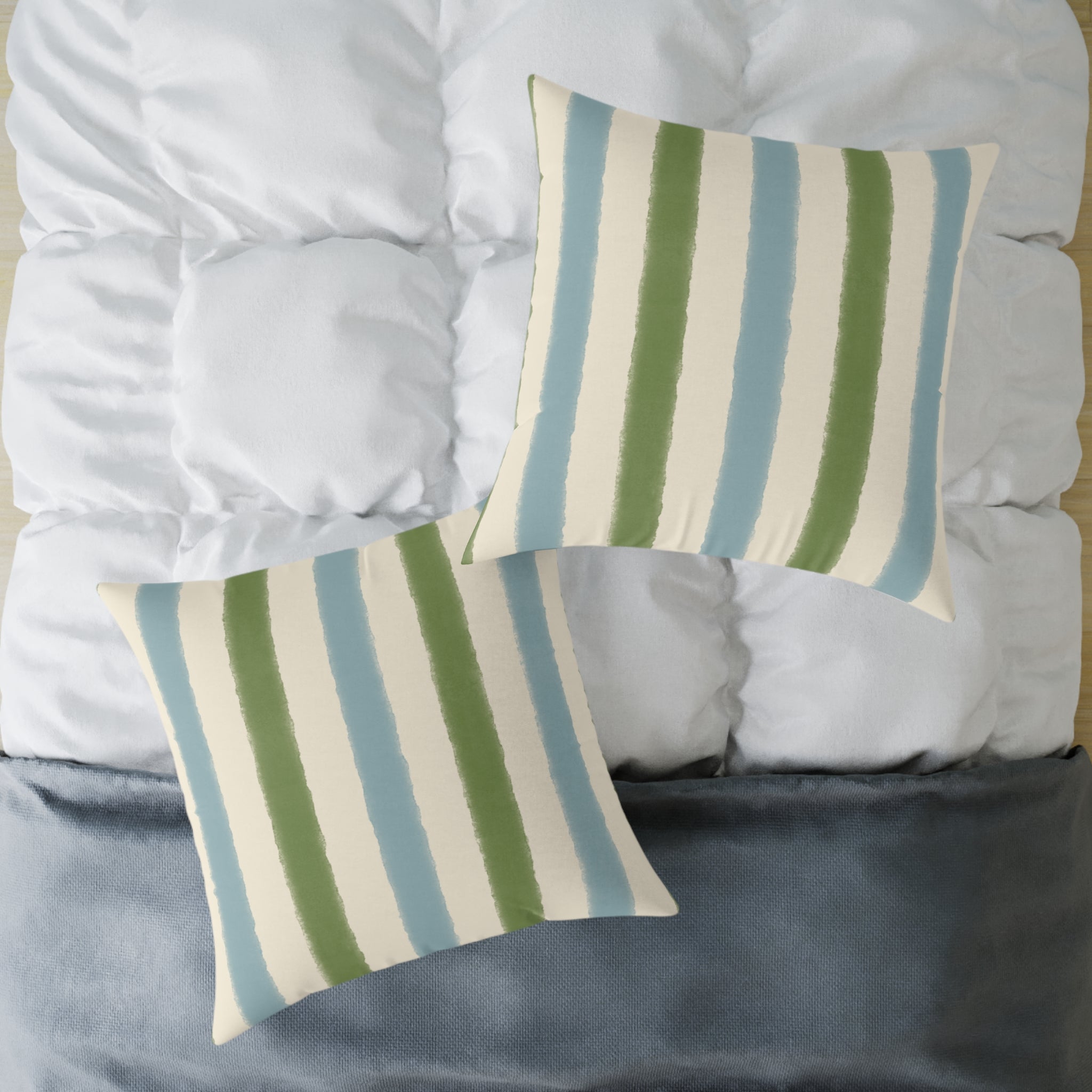 Vintage Playroom Stripe Pattern Square Pillow — Pastel Nursery Throw Cushion