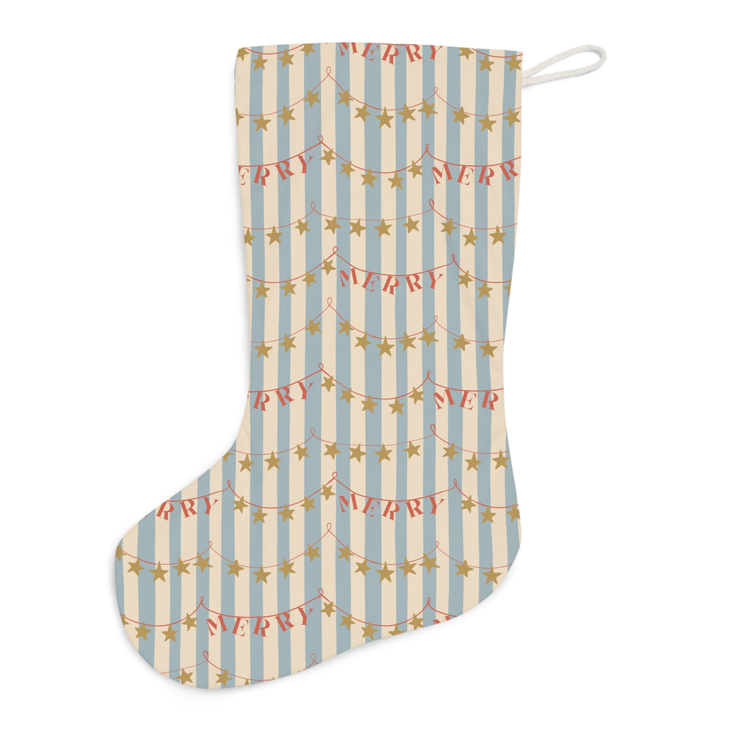 Vintage Star Garland Santa Stocking – Christmas Stocking