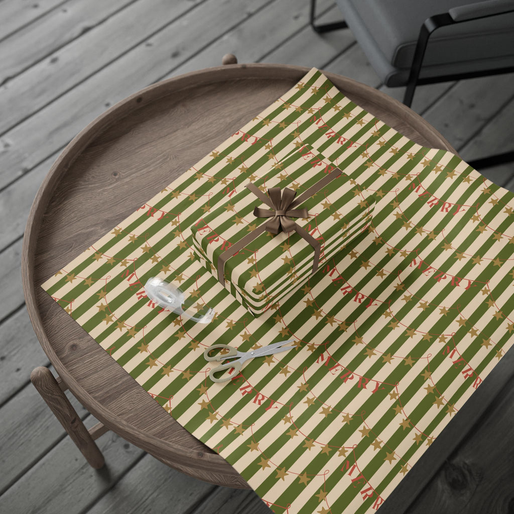 Vintage Star Garland Holiday Wrapping Paper